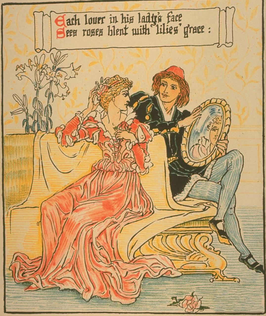 'Each Lover In His Lady's Face...' by Walter Crane